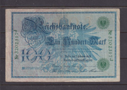 GERMANY - 1908 100 Mark Circulated Banknote As Scans - 100 Mark