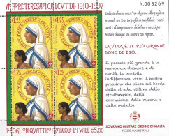 SOVEREIGN MILITARY ORDER OF MALTA, SMOM, 2022, MNH, MOTHER TERESA, SHEETLET OF 4v - Mother Teresa