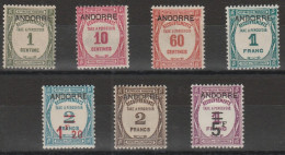 448 Andorra Francese 1931-32 - Segnatasse - Soprastampati “Andorre” N. 9/15. Cat. € 650,00. MH - Ungebraucht