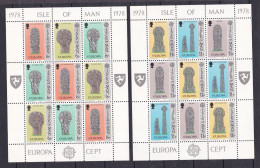 1978 Isola Di Man Isle Of Man EUROPA CEPT EUROPE 2 Minifogli Di 2 Valori MNH** Monumenti, Monuments 2 Minisheets - 1978