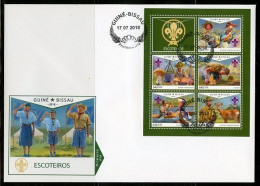 Guinea Bissau 2018, Scout, Mushrooms, Duck, Rowing, 4val In BF In FDC - Roeisport