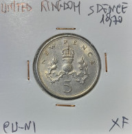 UNITED KINGDOM - 5 PENCE 1970 - XF - 5 Pence & 5 New Pence