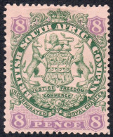 Rhodesia 1896 SG34 8d Green And Mauve On Buff  Mounted Mint - Sonstige & Ohne Zuordnung
