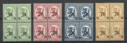 FINLAND FINNLAND 1919 Michel 103 - 106 As 4-Blocks MNH/MH (2 Upper Stamps Are MH/*, 2 Lower Stamps Are MNH/**) - Neufs