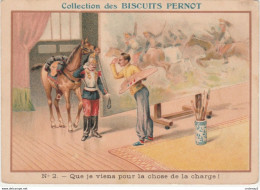 Chromo Collection BISCUITS PERNOT à Dijon Série Peintre Palette Cheval Militaire N°2 Que Je Viens Pour ...voir Dos - Pernot