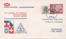 Yugoslavia, 25th Anniversary Of Flight Belgrade-Zurich - Cartas & Documentos