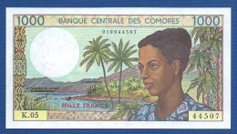 COMOROS - P.11b2 – 1000 Francs ND (1984 - 2004) UNC, S/n K.05 44507 - Comoros