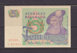 SWEDEN - 1978 5 Kronor AUNC/UNC Banknote As Scans - Suède