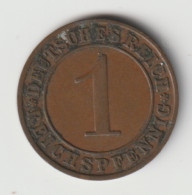 DEUTSCHES REICH 1927 A: 1 Reichspfennig, KM 37 - 1 Renten- & 1 Reichspfennig