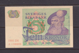 SWEDEN - 1981 5 Kronor AUNC/UNC Banknote As Scans - Zweden