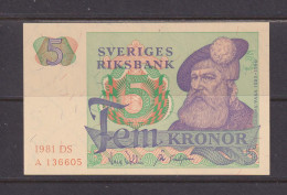 SWEDEN - 1981 5 Kronor AUNC/UNC Banknote As Scans - Zweden