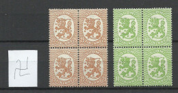 FINLAND FINNLAND 1925-1929 Michel 114 - 115 As 4-blocks MNHMH Coat Of Arms - Nuevos