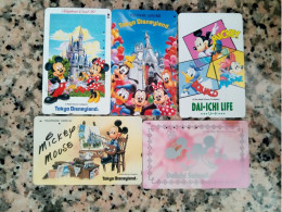 Disney5 Different Phonecards Used Rare - Disney