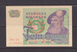 SWEDEN - 1981 5 Kronor AUNC/UNC Banknote As Scans - Schweden