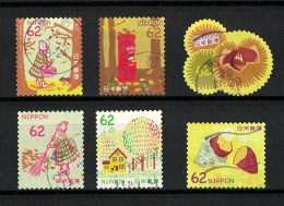 JAPAN 2017 GREETINGS AUTUMN 62 YEN, ODD SHAPED, POST BOX, SWEET POTATO,SET OF 6 STAMPS USED (**) - Oblitérés