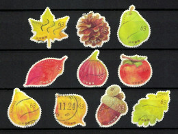 JAPAN 2020 AUTUMN GREETINGS FRUITS ,LEAF ,TOMATO,ODD SHAPED, 63 YEN (**) - Used Stamps