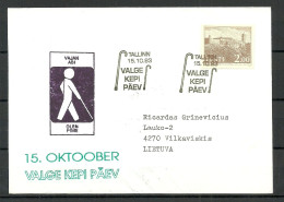 ESTLAND Estonia 1993 Special Cancel Sonderstempel Blind For People Living With Blindness Für Blinde, Sent To Lithuania - Handicaps