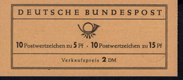 Markenheftchen Bund Postfr. MH 10 (3) Rechts Offen Neuf MNH  ** - 1951-1970