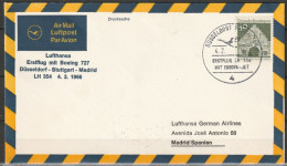 BRD Flugpost / Erstflug LH354  Boeing 727 Düsseldorf - Madrid 4.2.1966 Ankunftstempel 4.2.1966 (FP 226) - First Flight Covers