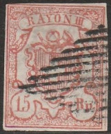 565 1852 - 15 R. Cifre Grandi N. 23. Cat. € 180,00. Cert. Todisco. - 1843-1852 Federale & Kantonnale Postzegels