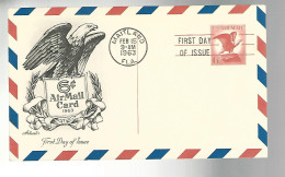 53284 ) USA First Day Cover  Air Mail Card Maitland Postmark 1963 - 1961-1970