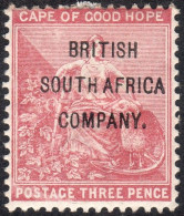 Rhodesia 1896 SG61 3d Pale Claret Mounted Mint - Andere & Zonder Classificatie