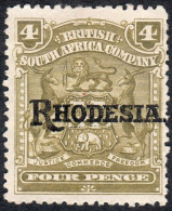 Rhodesia 1909 SG105 4d Olive Mounted Mint - Autres & Non Classés