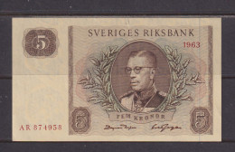 SWEDEN - 1963 5 Kronor AUNC/UNC Banknote As Scans - Zweden