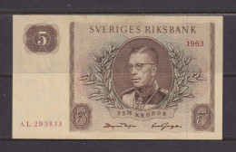 SWEDEN - 1963 5 Kronor AUNC/UNC Banknote As Scans - Zweden