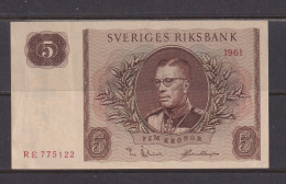 SWEDEN - 1961 5 Kronor AUNC/UNC Banknote As Scans - Suède