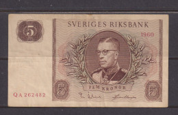 SWEDEN - 1960 5 Kronor Circulated Banknote As Scans - Zweden