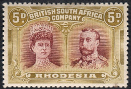 Rhodesia 1910 SG141 5d Purple-brown And Olive-green Lightly Mounted Mint - Sonstige & Ohne Zuordnung