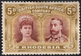 Rhodesia 1910 SG141a 5d Purple-brown And Olive-yellow Mounted Mint - Altri & Non Classificati