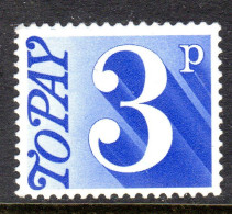 GREAT BRITAIN GB - 1970 POSTAGE DUE 3p STAMP FINE MNH ** SG D80 - Tasse