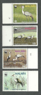 Malawi, 1987 (#477-80b), WWF, Birds, Cranes, Aves, Oiseaux, Uccelli, Vogel, Pássaros, Ptaki - 4v With Color Proof Margin - Cranes And Other Gruiformes
