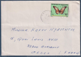 Enveloppe Côte D'Ivoire Vers France 1 Timbre, Papillon, Dabou 20.10.79 Ville Proche D'Abidjan - Côte D'Ivoire (1960-...)