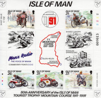 Isle Of Man 1991 - Tourist Trophy Mountain Course 1911-1991 - 5v  Sheet - MNH/Mint/Neuf - Moto