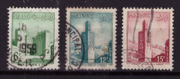 Maroc 1955 - Oblitéré - Bâtiments - Michel Nr. 393 396-397 (mar285) - Used Stamps