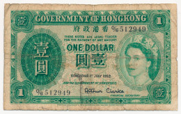 HONG KONG 1 DOLLAR PICK 324a QUEEN ELIZABETH II 1952 - Hongkong