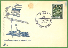 Af3699 - AUSTRIA  - POSTAL HISTORY - CARD - Sports ROWING Canoes - 1951 - Canoe