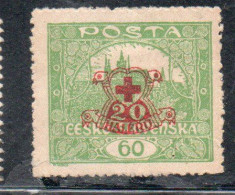 CZECH REPUBLIC REPUBBLICA CECA CZECHOSLOVAKIA CESKA CECOSLOVACCHIA 1920 HRADCANY AT PRAGUE SURCHARGED 60+20h  MH - Neufs