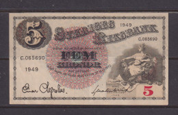 SWEDEN - 1949 5 Kronor XF Banknote As Scans - Zweden