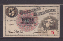 SWEDEN - 1949 5 Kronor XF Banknote As Scans - Sweden