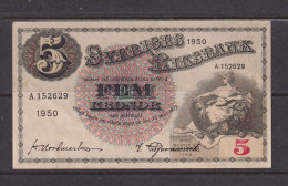 SWEDEN - 1949 5 Kronor XF Banknote As Scans - Sweden