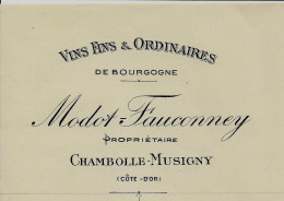 VINS GRAND VIN DE BOURGOGNE 1908  Signé Vente De Vin 24 Pieces Bon Vin Chambolle Musigny  « Modot Fauconney » >  Bordeau - 1900 – 1949