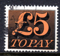 GREAT BRITAIN GB - 1970 POSTAGE DUE £5 STAMP FINE USED SG D89 - Tasse