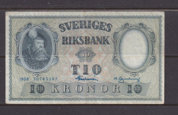 SWEDEN - 1958 10 Kronor EF Banknote As Scans - Svezia