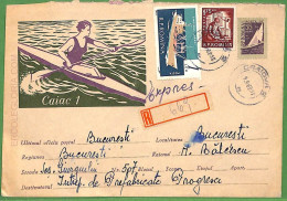 Af3781  - ROMANIA - POSTAL HISTORY -Postal Stationery Cove- ROWING Canoes - 1962 - Kano