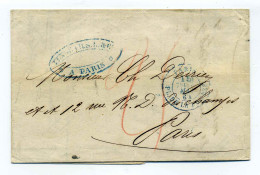 PARIS Place De La Bourse 15c (bleu)  Ref Pothion2540-1 / Dept 60 Seine / 1864 / Taxe 25c Rouge Manuscrite / Superbe  - 1849-1876: Classic Period