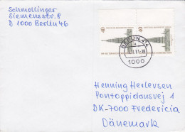 Bundespost Berlin BERLIN 1981 Cover Brief FREDERICIA Denmark 2x Friedrich Schinkel (Pair W. Margin) Paare M. Rände - Briefe U. Dokumente